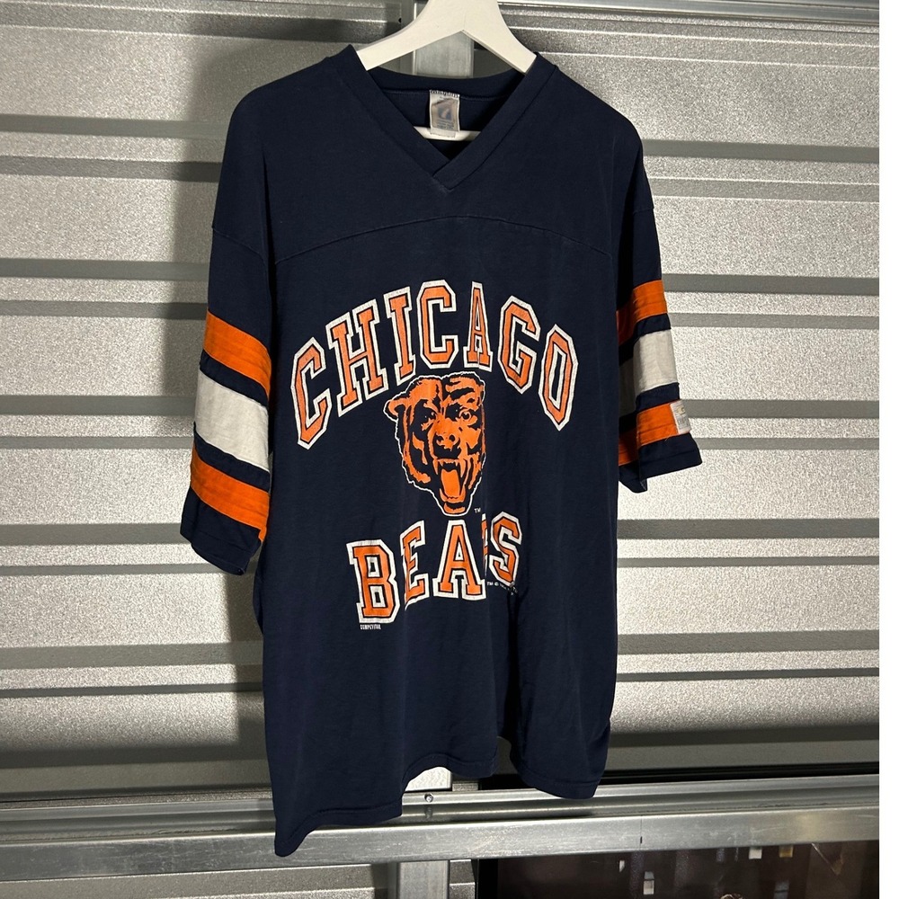 Chicago Bears Logo 7 Jersey Shirt Mens Navy Blue Vintage 90s NFL Streetwear